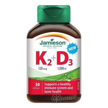 JAMIESON VITAMÍNY K2 120 µg + D3 1000 IU cps 1x30 ks obrázok
