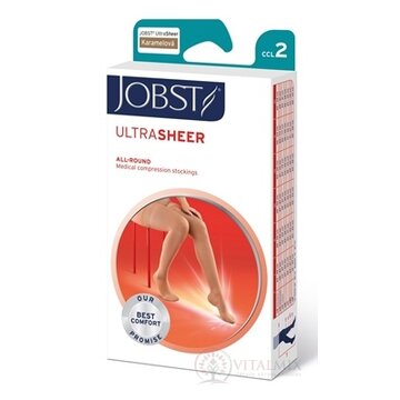 JOBST ULTRA SHEER kompresívne stehenné pančuchy II.KT, kratšia d., s lemom, s otvorenou špičkou, karamelové, veľ. V., 1x1 pár obrázok