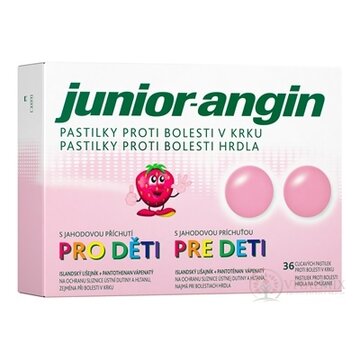 Junior-angin pastilky pre deti s jahodovou príchuťou 1x36 ks obrázok
