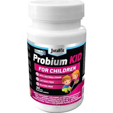 JutaVit Probium Kid + Inulín žuvacie tablety pre deti, s vanilkovo-karamelovou arómou 1x30 ks obrázok