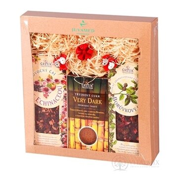 JUVAMED KAZETA OVOCNÁ S ECHINACEOU ovocný čaj s echinaceou 100 g + Čučoriedkový džbánok čaj 100 g + trstinový cukor 300 g, 1x1 set obrázok
