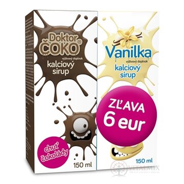 Kalciový sirup Promo Doktor Čoko + Vanilka - VULM (zľava 6 eur) 2x150 ml obrázok