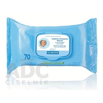 KLORANE BEBE LINGETTES NETTOYANTES DOUCEUR jemné čistiace obrúsky 1x70 ks obrázok