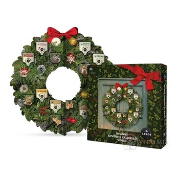 LEROS BYLINNÝ ADVENTNÝ KALENDÁR VENIEC 4 24 druhov čajov po 1 vrecúšku + ozodoby na veniec 24 ks (39,3 g) (inov. 2024), 1x1 set obrázok