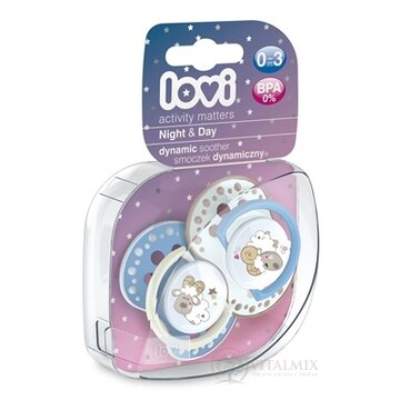 LOVI Dynamický utišujúci cumlík Night&Day (0-3m) Boy, 1x2 ks obrázok
