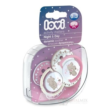 LOVI Dynamický utišujúci cumlík Night&Day (0-3m) Girl, 1x2 ks obrázok