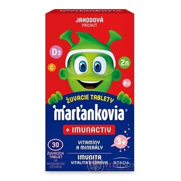 Marťankovia + Imunactiv cmúľacie tablety, príchuť jahoda 1x30 ks obrázok