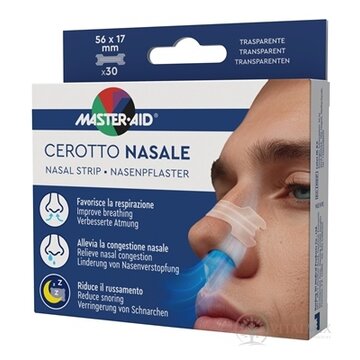 MASTER AID CEROTTO NASALE Nosové náplasti transparentné, na uľahčenie dýchania (56 x 17 mm) 1x30 ks obrázok