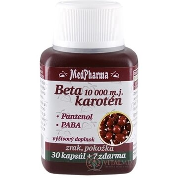 MedPharma BETAKAROTÉN 10 000 m.j.+Pantenol+PABA cps 30+7 zadarmo (37 ks) obrázok