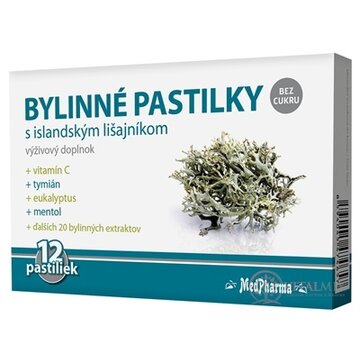 MedPharma BYLINNÉ PASTILKY Bez cukru s islandským lišajníkom, 1x12 ks obrázok