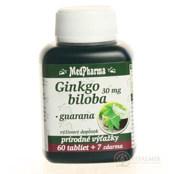 MedPharma GINKGO BILOBA + GUARANA tbl 60+7 zadarmo (67 ks) obrázok