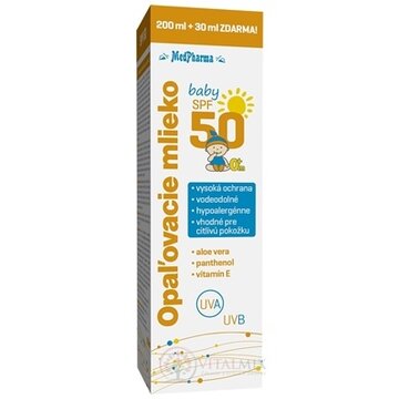 MedPharma OPAĽOVACIE MLIEKO BABY SPF 50 pre deti 200+30 ml zdarma (230 ml) obrázok