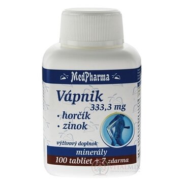 MedPharma VÁPNIK 333,3 mg + Horčík + Zinok tbl 100+7 zadarmo (107 ks) obrázok