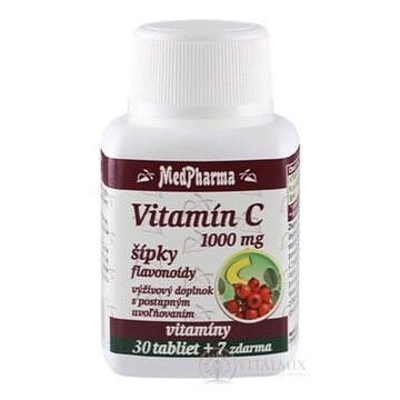 MedPharma VITAMÍN C 1000 mg so šípkami tbl (s postupným uvoľňovaním) (30+7 zadarmo) 1x37 ks obrázok