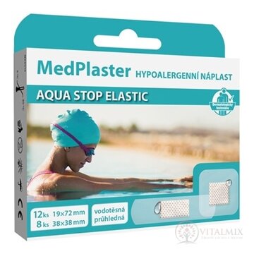 MedPlaster Náplasť AQUA STOP ELASTIC (19x72 mm a 38x38 mm) vodeodolná s vankúšikom 1x20 ks obrázok