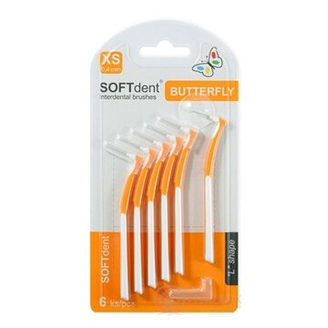 Medzizubné kefky SOFTdent Butterfly XS 0,4 mm zahnuté, oranžové 1x6 ks obrázok