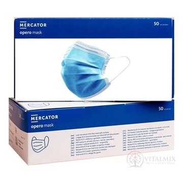 MERCATOR opero mask Rúško zdravotnícke modré, nesterilné, jednorazové, typ IIR, s gumičkami 1x50 ks obrázok