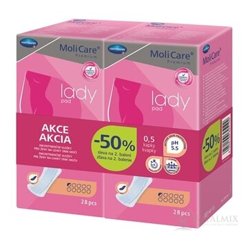MoliCare Premium lady pad 0,5 kvapky DUOPACK inkontinenčné vložky (zľava -50% na 2. balenie) 2x28 ks, 1x1 set obrázok