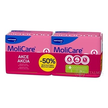 MoliCare Premium lady pad 2 kvapky DUOPACK inkontinenčné vložky (zľava -50% na 2. balenie) 2x12 ks, 1x1 set obrázok