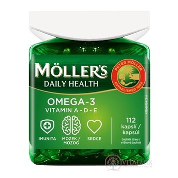 MOLLER´S Omega 3 Daily Health cps, vitamín A - D - E, 1x112 ks obrázok