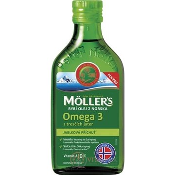 MOLLER´S Omega 3 RYBÍ OLEJ Jablková príchuť z pečene tresiek 1x250 ml obrázok