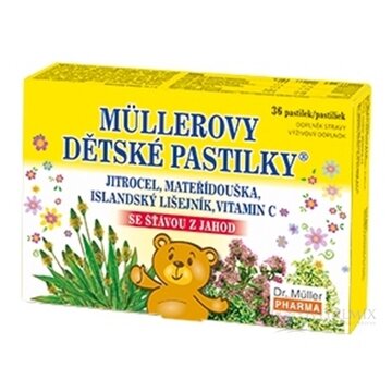 MÜLLEROVE DETSKÉ PASTILKY so šťavou z jahôd, s vitamínom C, 1x36 ks obrázok