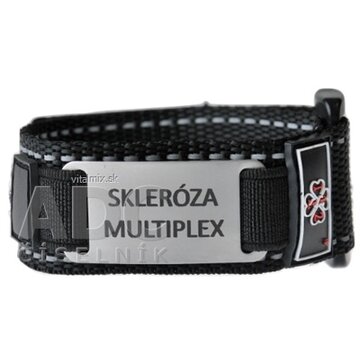 NÁRAMOK ZÁCHRANY SKLERÓZA MULTIPLEX na suchý zips s nerezovou známkou, čierny, dospelý 1x1 ks obrázok