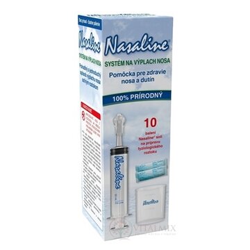 Nasaline Systém na výplach nosa striekačka + odmerka + 10 vreciek soli + cestovné puzdro 1x1 set obrázok