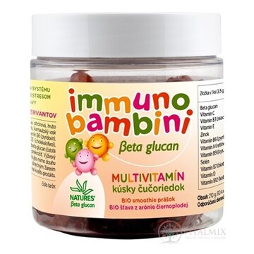 NATURES immuno bambini Beta glucan MULTIVITAMÍN kúsky čučoriedok, želatínové medvedíky 1x60 ks obrázok