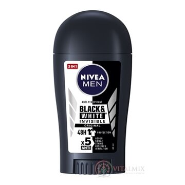 NIVEA MEN Anti-perspirant BLACK & WHITE Original tuhý, Invisible, 48H, 5xAnti 1x40 ml obrázok