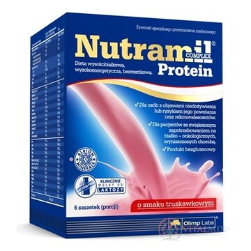 NUTRAMIL COMPLEX Protein Jahoda bielkovinová výživa, prášok, vrecúška 6x72 g (432 g) obrázok