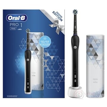 Oral-B PRO 1 750 BLACK DESIGN EDITION elektrická zubná kefka + cestovné puzdro, 1x1 set obrázok