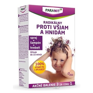 PARANIT radikálny proti všiam a hnidám sprej 100 ml + (šampón 100 ml + hrebeň zadarmo), 1x1 set obrázok