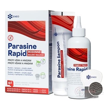 Parasine Rapid roztok + šampón na vši ENEO 2x200 ml + hrebeň + čiapka 2 ks, 1x1 set obrázok