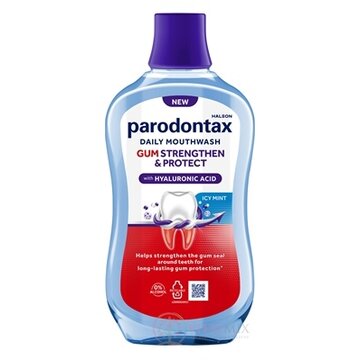 Parodontax GUM STRENGTHEN & PROTECT ICY MINT ústna voda s fluoridmi, s kyselinou hyalurónovou, bez alkoholu 1x500 ml obrázok