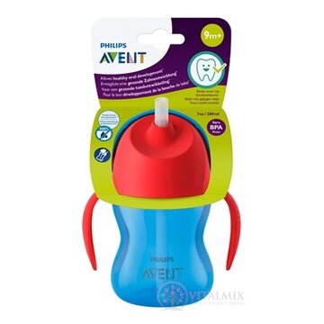 Philips AVENT HRNČEK s ohnutou slamkou 200 ml, 9 m+, s držadlami, modrý (SCF796/01), 1x1 ks obrázok