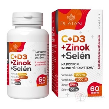 PLATAN C + D3 + Zinok + Selén tbl s postupným uvoľnovaním 1x60 ks obrázok
