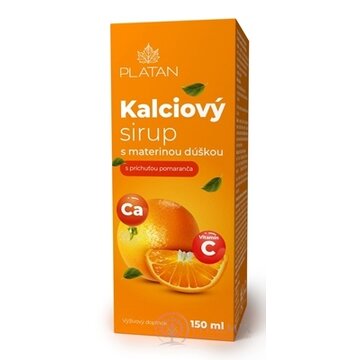 PLATAN Kalciový sirup s materinou dúškou s príchuťou  pomaranča 1x150 ml obrázok