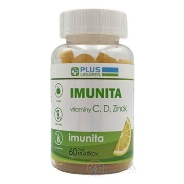 PLUS LEKÁREŇ IMUNITA - vitamíny C, D, Zinok želé cukríky, citrónová príchuť 1x60 ks obrázok