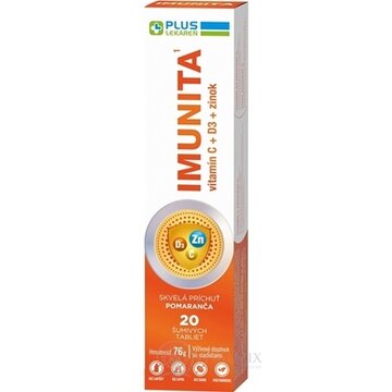PLUS LEKÁREŇ IMUNITA vitamín C + D3 + zinok tbl eff s príchuťou pomaranča 1x20 ks obrázok
