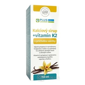 PLUS LEKÁREŇ Kalciový sirup + vitamín K2 s príchuťou vanilky 1x150 ml obrázok