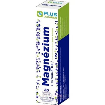 PLUS LEKÁREŇ Magnézium + vitamín B6 tbl eff s príchuťou grepu a citróna 1x20 ks obrázok