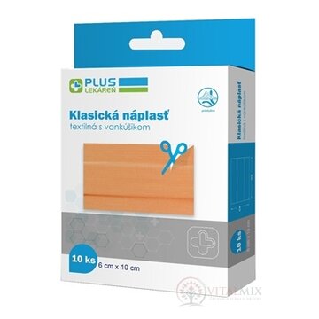 PLUS LEKÁREŇ Náplasť klasická textilná s vankúšikom, 6 x10 cm, 1x10 ks obrázok
