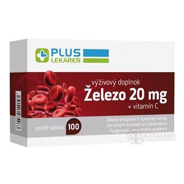 PLUS LEKÁREŇ Železo 20 mg + vitamín C tbl 1x100 ks obrázok