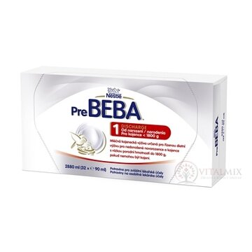 PreBEBA 1 DISCHARGE mliečna dojčenská výživa (pre novorodencov do 1800 g)(inov.2024) 32x90 ml (2880 ml) obrázok