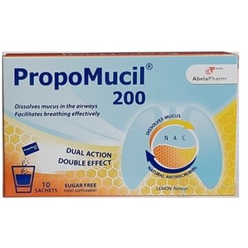 PropoMucil 200 prášok s citrónovou príchuťou, vrecúška 1x10 ks obrázok