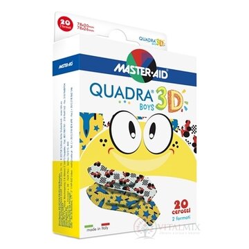 QUADRA 3D BOYS Náplasť pre chlapcov, 2 veľkosti (78x20 mm, 78x26 mm) 1x20 ks obrázok