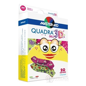 QUADRA 3D GIRLS Náplasť pre dievčatá, 2 veľkosti (78x20 mm, 78x26 mm) 1x20 ks obrázok