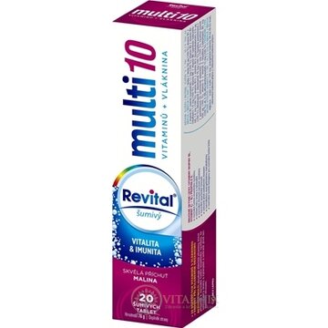Revital multi 10 vitamínov + vláknina šumivý tbl eff s príchuťou malina 1x20 ks obrázok