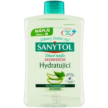 SANYTOL Tekuté mydlo DEZINFEKČNÉ Hydratujúce Aloe Vera a zelený čaj, náhradná náplň 1x500 ml obrázok